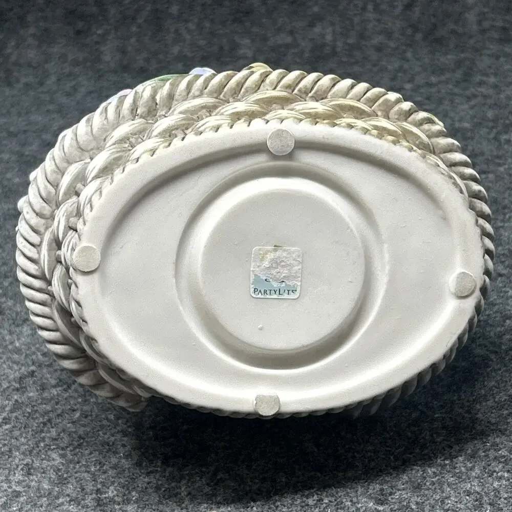PartyLite Floral Spring Basket Tealight Candle Holder Ceramic Flowers RETIRED - Picture 10 of 10